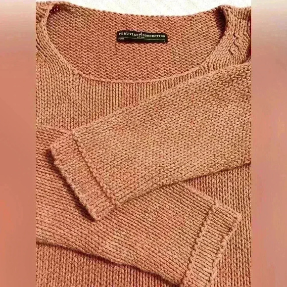 Peruvian Connection 100% Cotton Rust Color Slouchy Sweater Size Large - Picture 5 of 7